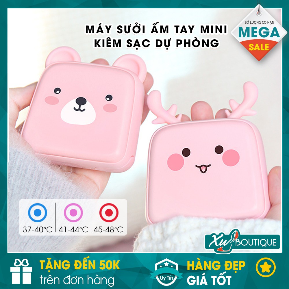 Máy Sưởi Ấm Cầm Tay Mini Kiêm Sạc Dự Phòng 4000mAh Hình Thú Dễ Thương