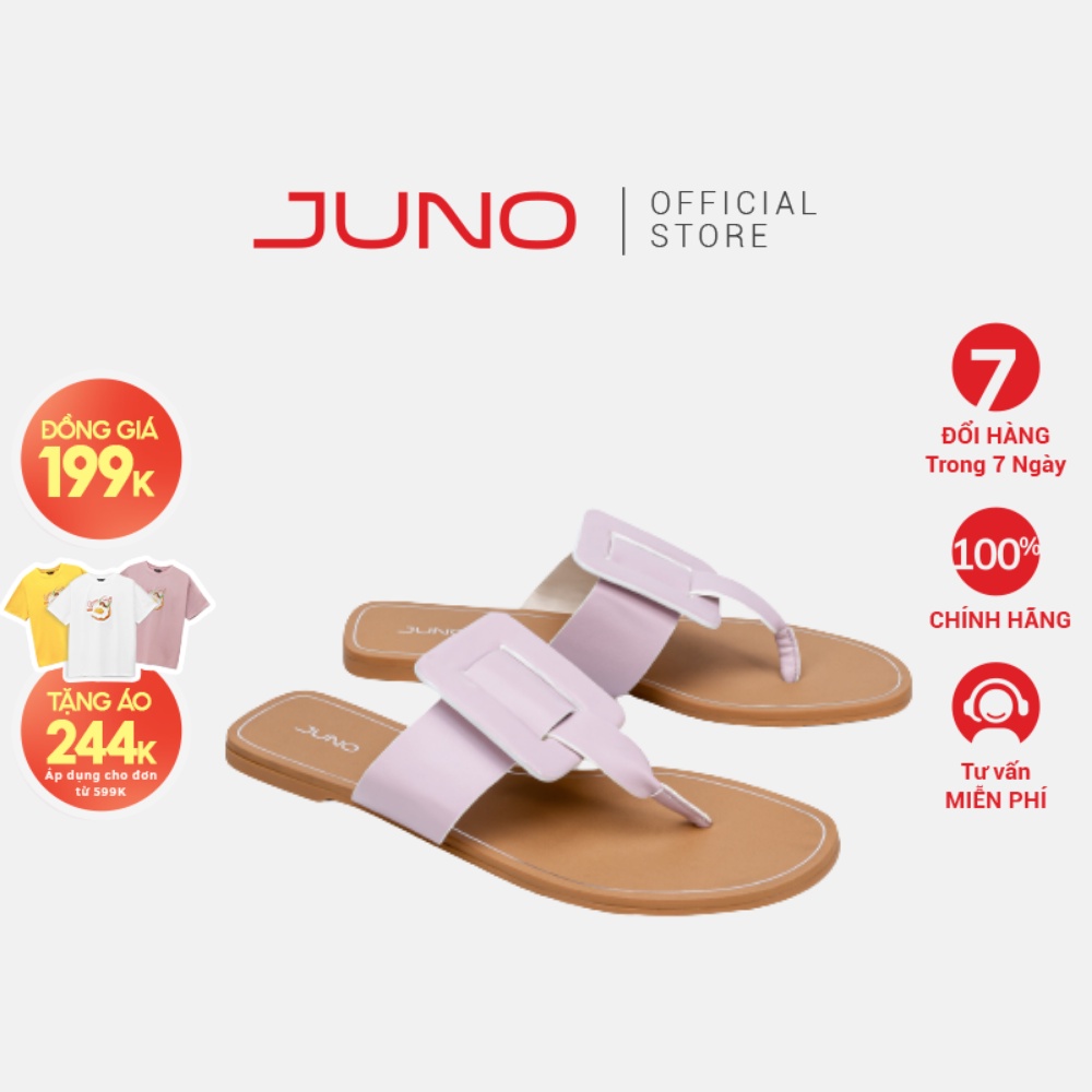 JUNO - Dép Bệt Xỏ Ngón Trang Trí Khóa Pu - SD01103