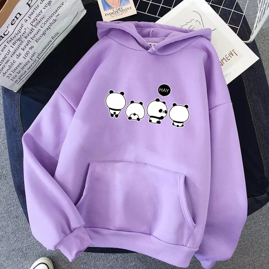 Áo khoác Hoodie form rộng sweater nỉ Ulzzang họa tiết 4 chú gấu trúc Hot trend Thời Trang Thu Đông siêu đẹp | BigBuy360 - bigbuy360.vn