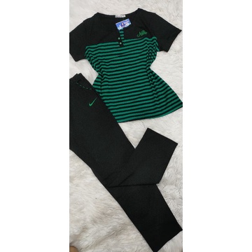 Bộ Khánh Hà ,Quỳnh Anh  áo tay ngắn borip xịn quần dài thun cotton mịn phối sọc