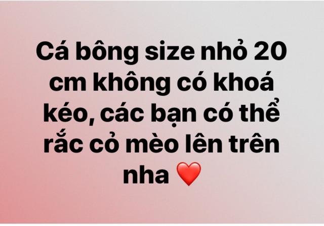 Đồ chơi cho mèo cá bông có khoá kéo (size 30cm) để nhét cỏ mèo (có bán combo cá bông + catnip)