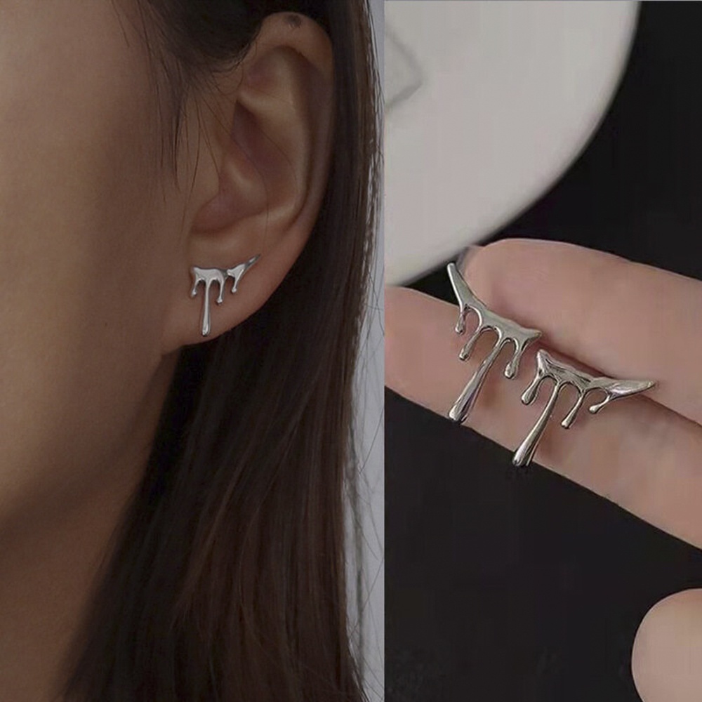 Cod Qipin Khuyên Tai Dạng Lỏng Hình Giọt Nước Kiểu Punk Cổ Điển Cho Nam Và Nữ