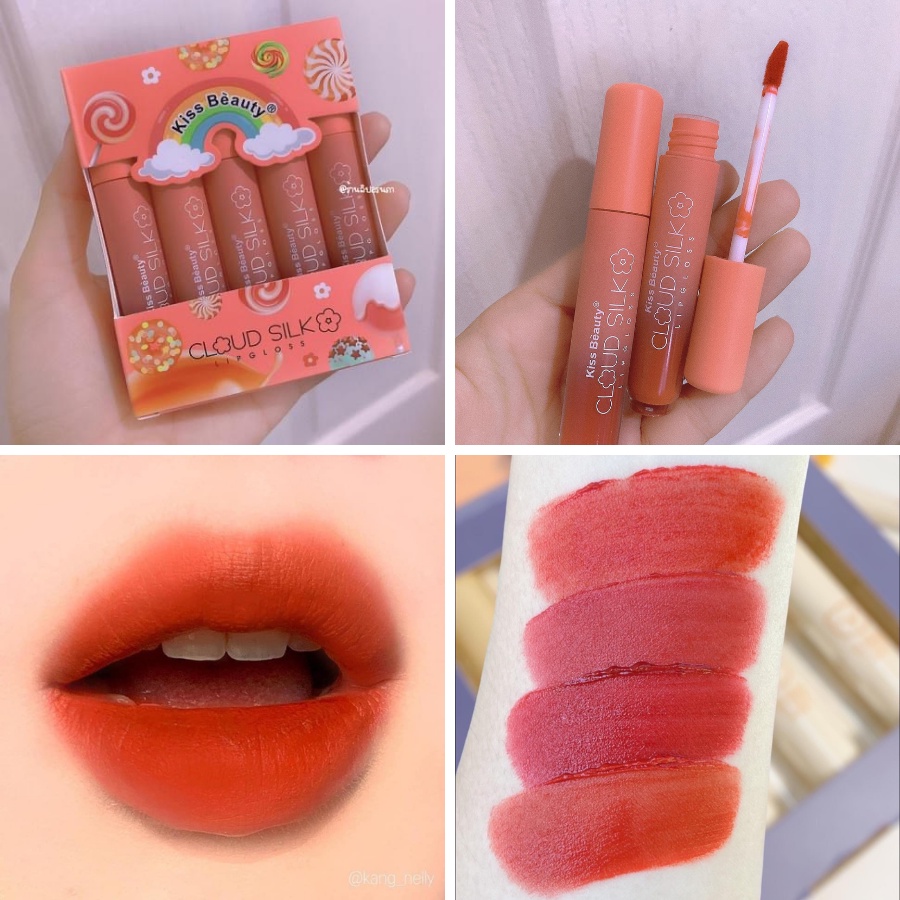 Set 5 cây son kem lì Velvet Lip Gloss của Kiss Beauty mẫu mới siêu xinh