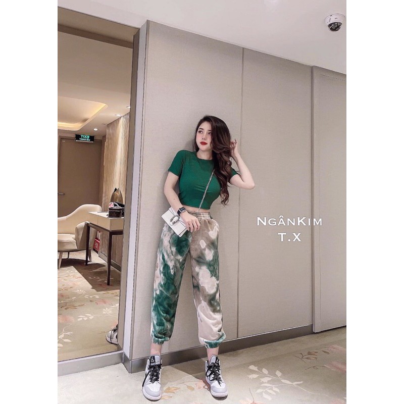 Set đồ nữ Croptop quần dài ống rộng Jogger LOANG cá tính Hàn Quốc trang phục HOT điên đảo mùa Hè luôn - MS175