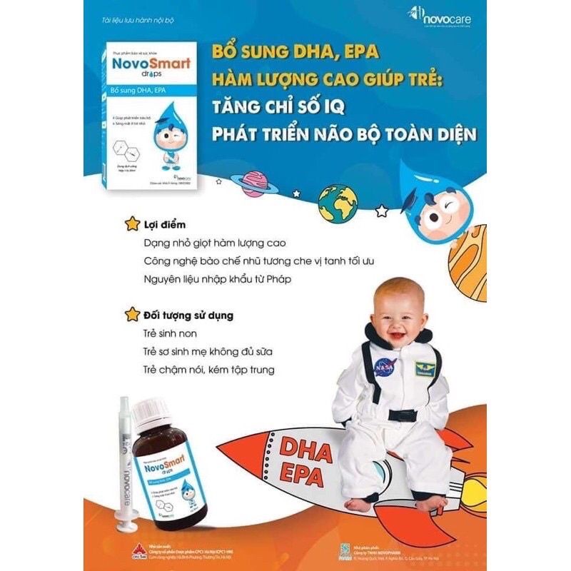 NovoSmart bổ sung DHA, EPA NOVO SMART DROPS giúp phát triển não bộ, tăng khả năng tập trung ghi nhớ, giúp sáng mắt ở trẻ