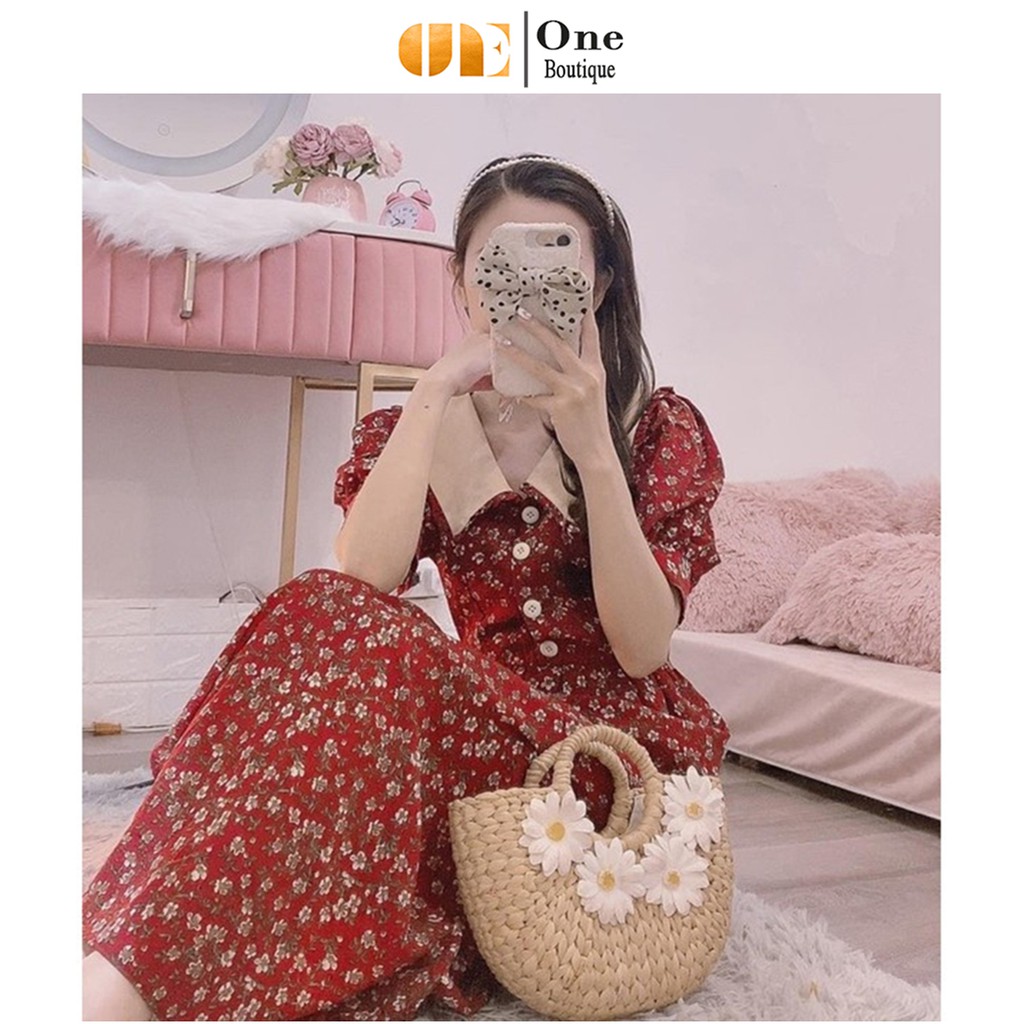 [Mã FAGREEN1505 giảm tới 30K đơn 99K] Váy Hoa Nhí Cổ Bèo Vintage [ BÁN SỈ ] 🌺 Đầm Hoa Nhí Dáng Dài One Boutique