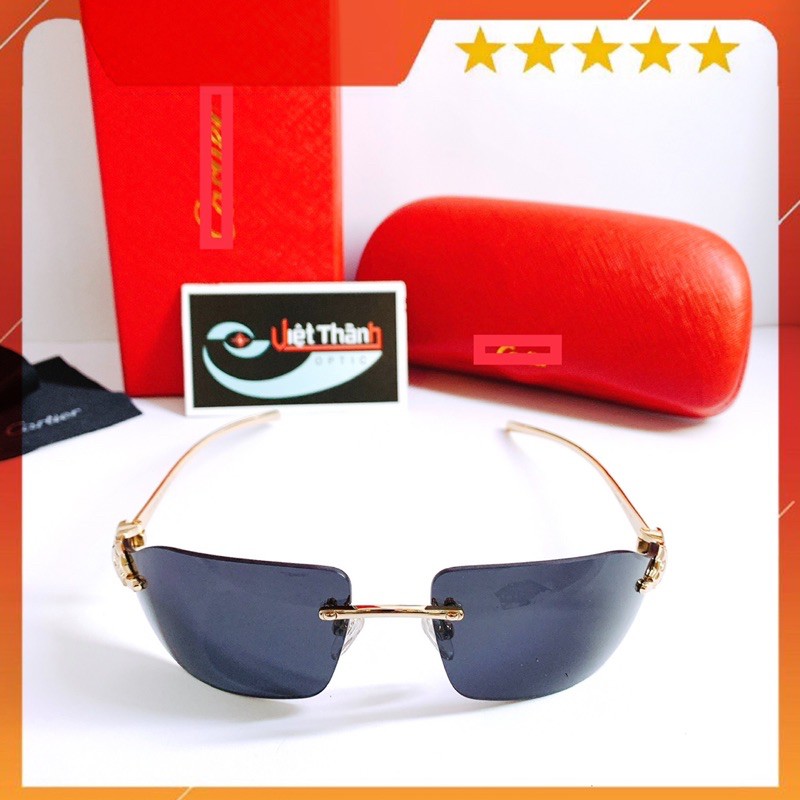 Kính Mát Nam Cao Cấp Không Viền Khung Chống Tia UV Hộp Đựng Như Hình