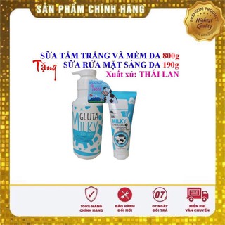 Sữa tắm Milky Gluta 800ml tặng kèm  sữa rửa mặt Milky Gluta 190ml