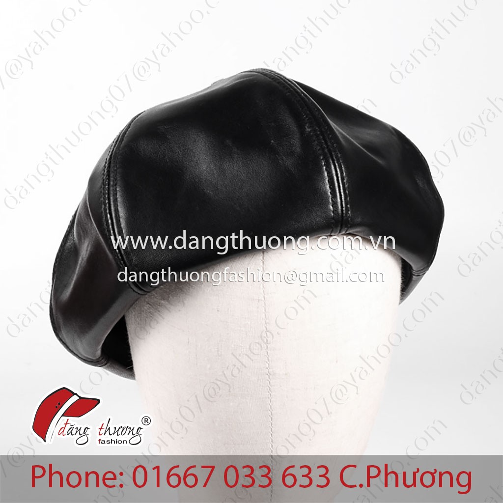 Mũ nồi da đen HÌNH THẬT CLIP THẬT leather beret