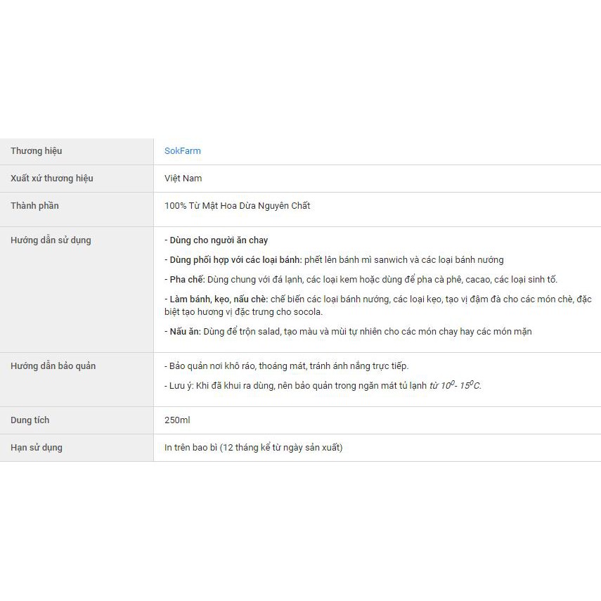 MẬT HOA DỪA - SOKFRAM - 250gr - Đặc Sản Trà Vinh - MEKONG HOME
