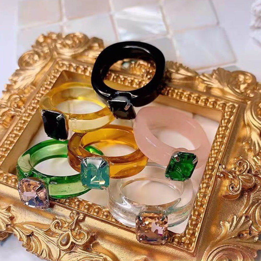 Nhẫn Mặt Tròn Đính Đá Nhiều Màu Cho Nữ