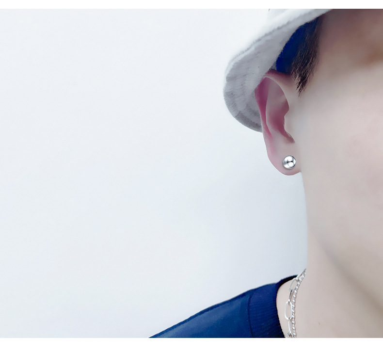 Đôi hoa tai dạng bi kiểu quả tạ phong cách Hàn Quốc xinh xắn dành cho nữ