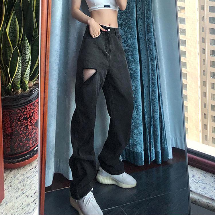 ♝Quần Dài Rách Gối Thêu Chữ Thời Trang Cho Nữ