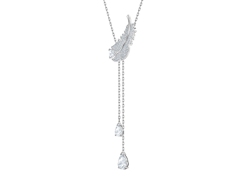 FREE SHIP Dây Chuyền Nữ Swarovski NICE Vòng cổ hình chữ Y với các yếu tố lông vũ Necklace Crystal FASHION cá tính Trang sức trang sức đeo THỜI TRANG