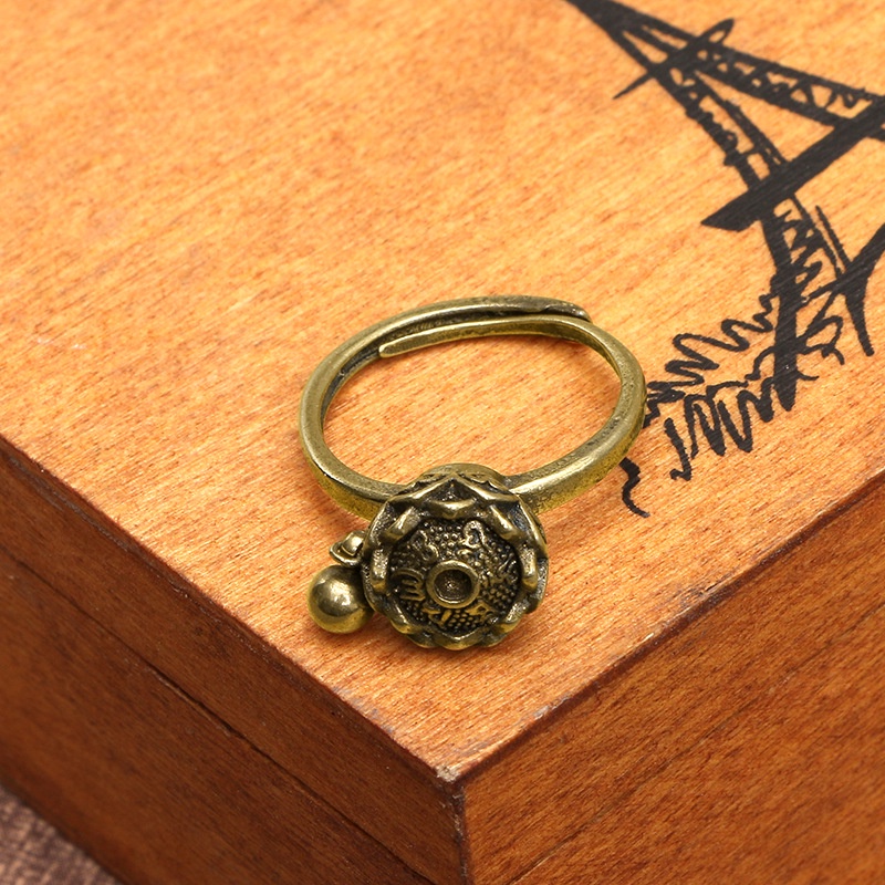 Nhẫn hở họa tiết hoa sen bằng đồng nguyên chất cá tính cho nam nữ