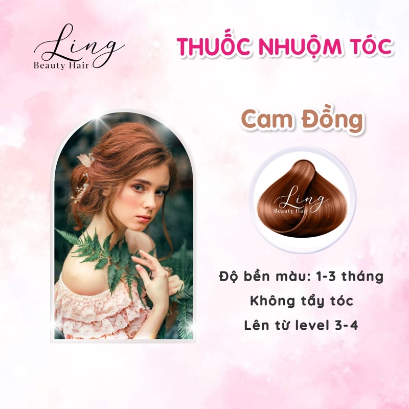 Thuốc nhuộm tóc màu CAM ĐỒNG, không tẩy tóc lên từ nền nâu đen