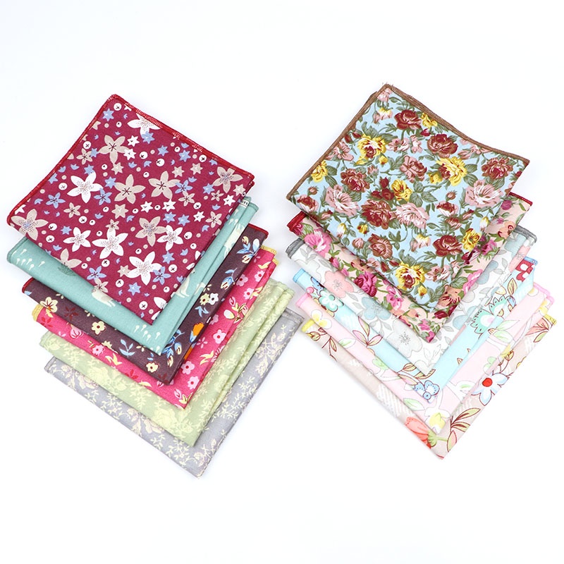 Khăn Tay Cotton Vuông In Hoa Bỏ Túi Phong Cách Cổ Điển Mới Cho Nam Nữ