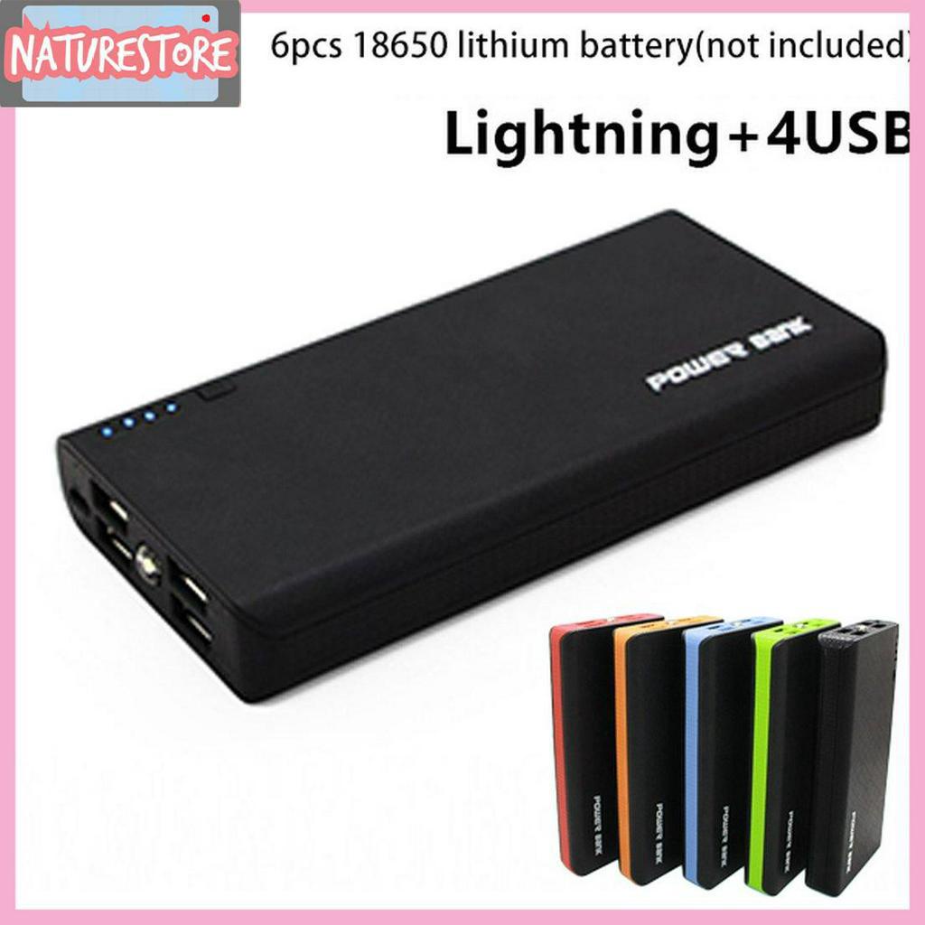 Vỏ hộp sạc dự phòng có đèn LED và 4 cổng USB dùng 6 pin 18650 DIY