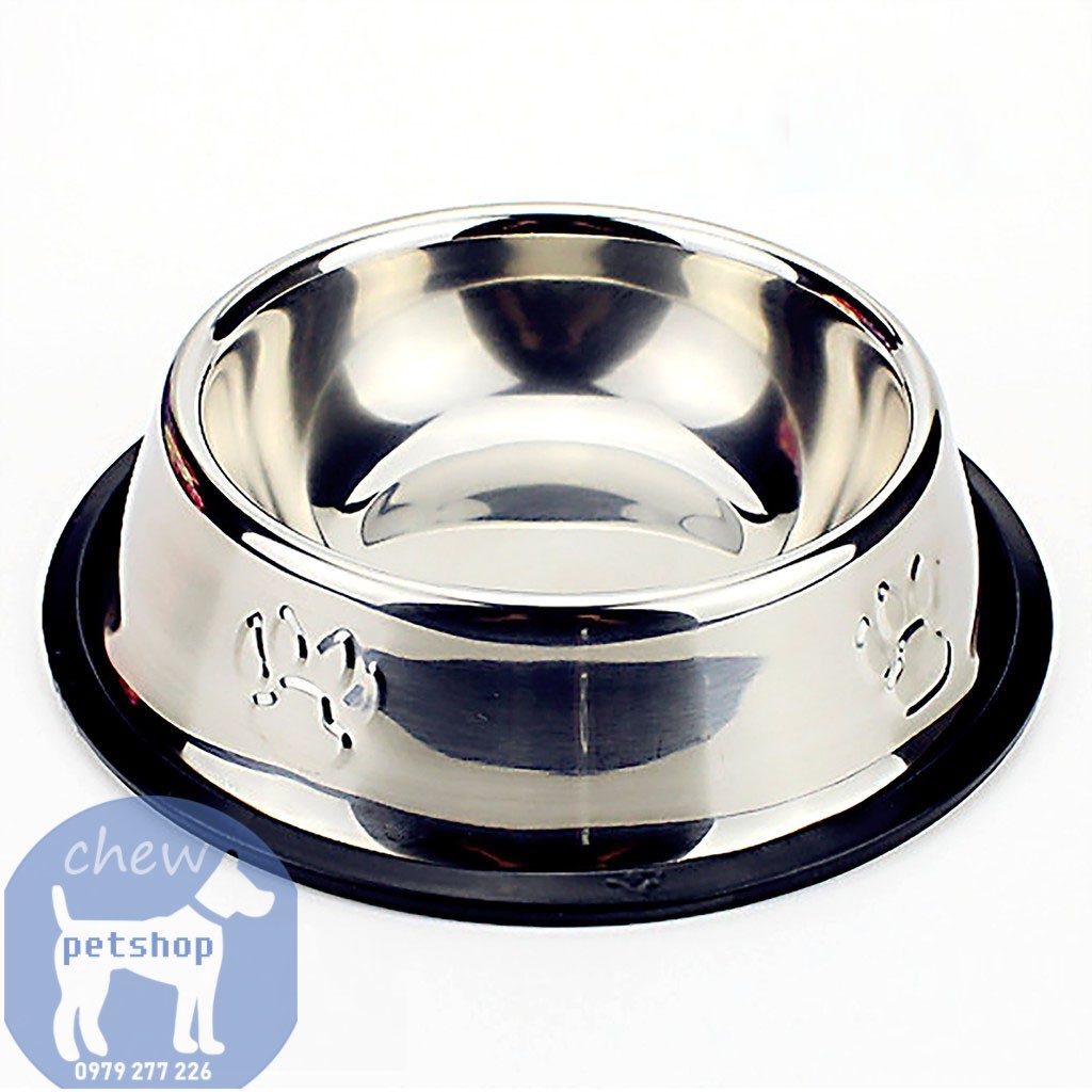 Bát inox chống trượt cho chó mèo _Phụ kiện chó mèo Chew Petshop
