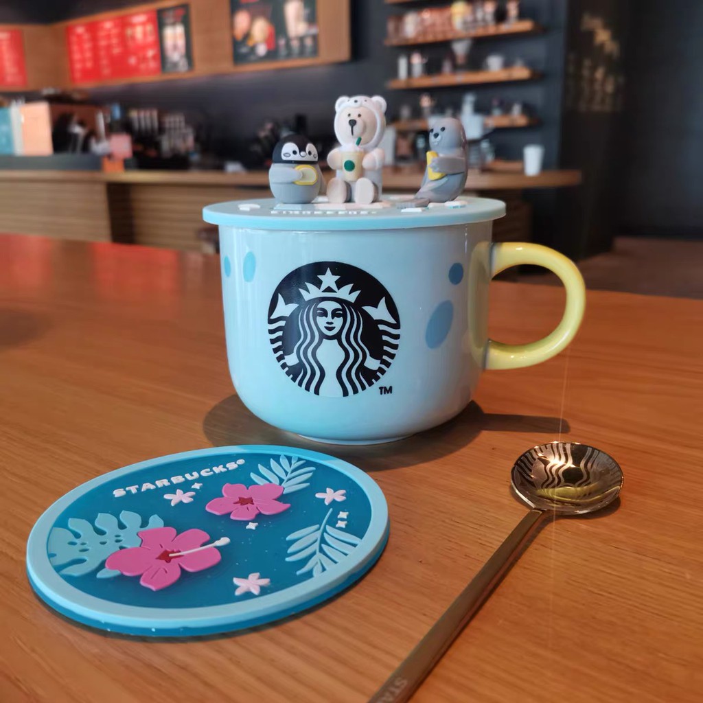 Ly sứ STARBUCKS chủ đề Bắc cực kèm nắp đậy Dung tích 414ml