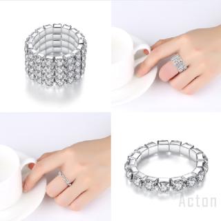 Nhẫn nhiều lớp đính kim cương giả có độ co giãn kiểu dáng sang trọng sành điệu cho nữ