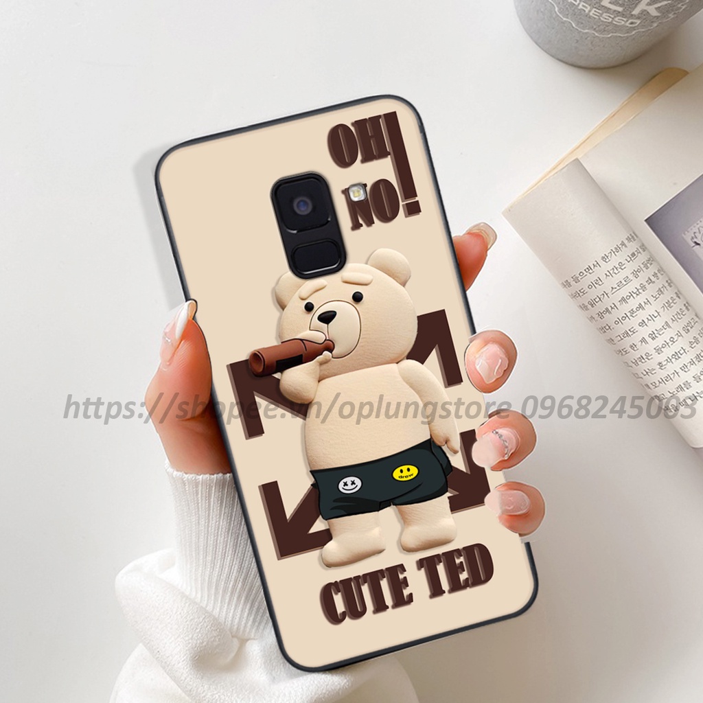 Ốp lưng Samsung A6 2018/ A6 Plus/ A8 2018/ A8 Plus/ J8 in hình 3D gấu cute cool ngầu giả nổi.