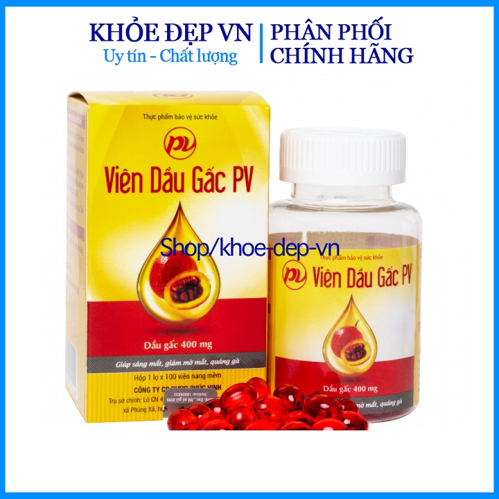 VIÊN DẦU GẤC PHÚC VINH - Giảm lão hóa, bổ mắt, tăng sức đề kháng cơ thể ( LỌ 100 VIÊN)