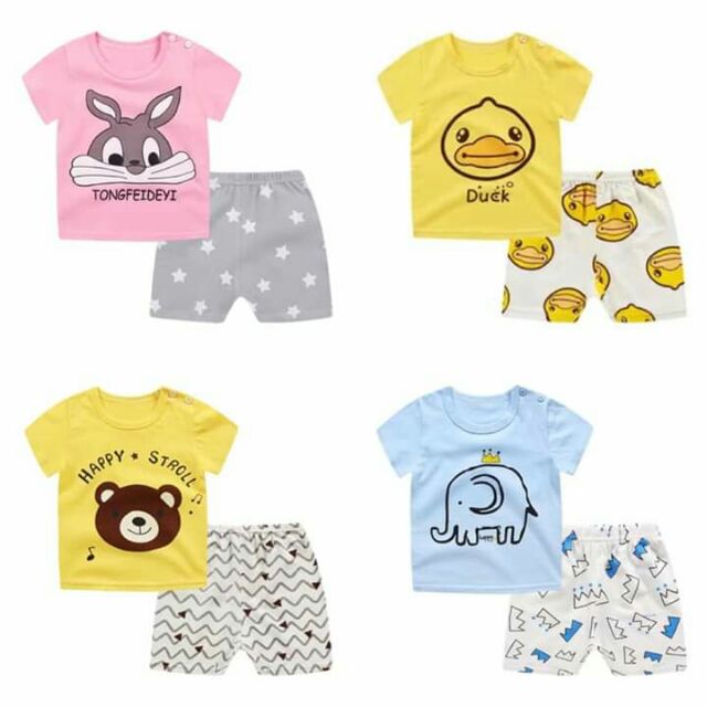 Set 2 bộ cotton mặc hè cho bé