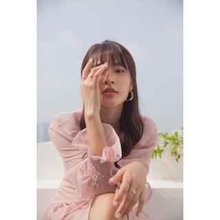 EDINI - D1379 Đầm hồng bèo cổ