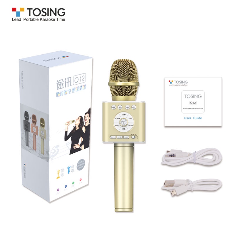 Micro Không Dây Hát Karaoke Tosing Q12 kèm loa bluetooth, 2 Trong 1 Cho Điện Thoại / Máy Tính Bảng/ oto/ tv