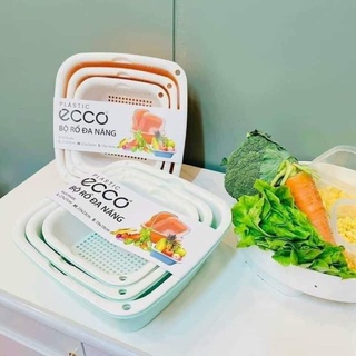 Bộ 3 rổ kèm thau đa năng Ecco