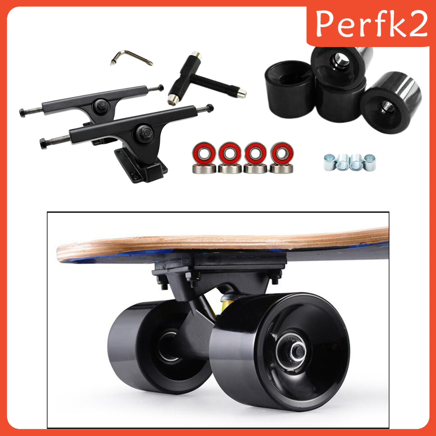 [PERFK2]Skateboard Trucks 7'' Bearings Longboard Wheel Roller T-Tool