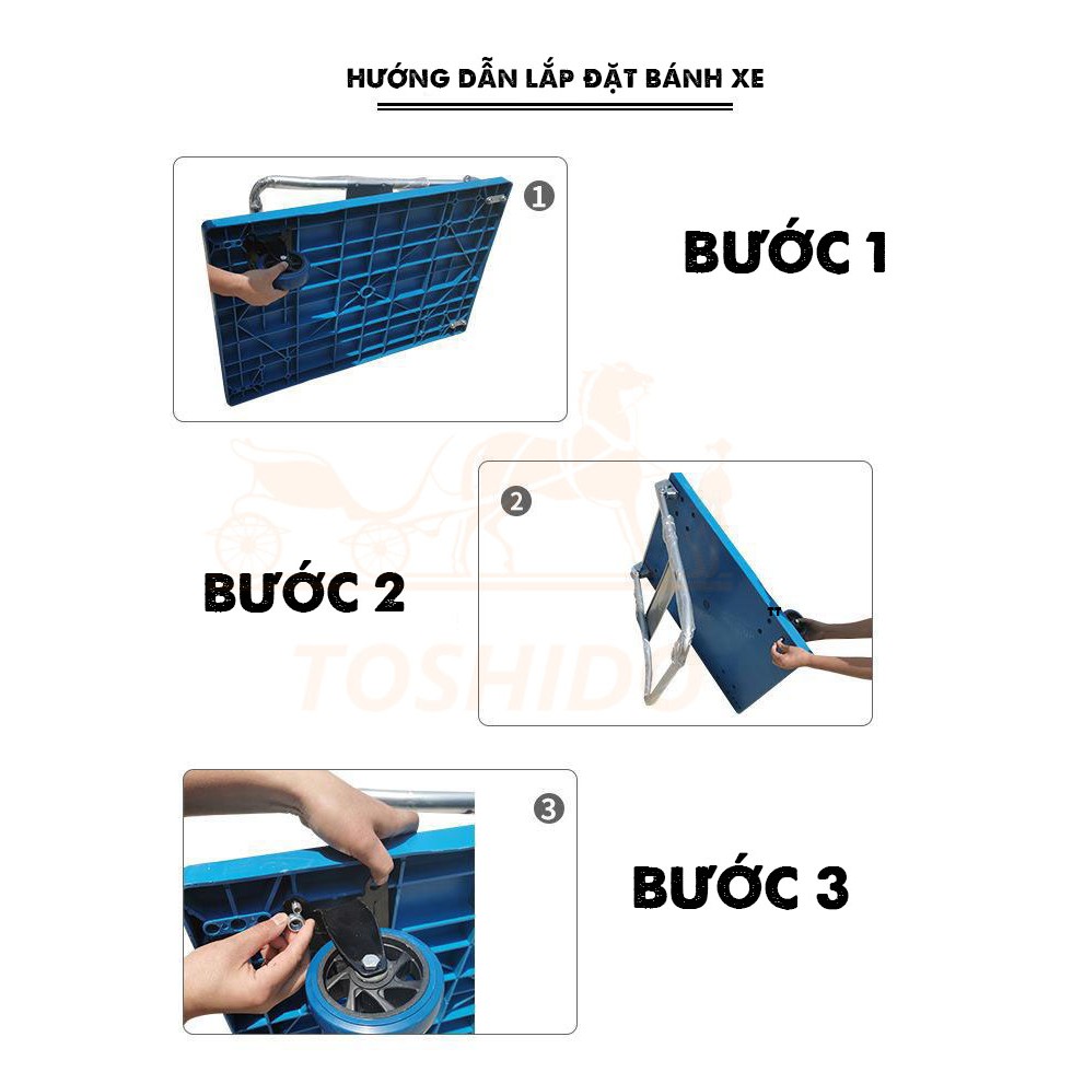 Xe Đẩy Tay TOSHUDO Đa Năng, 4 Bánh Gấp Gọn Tải Trọng 150KG