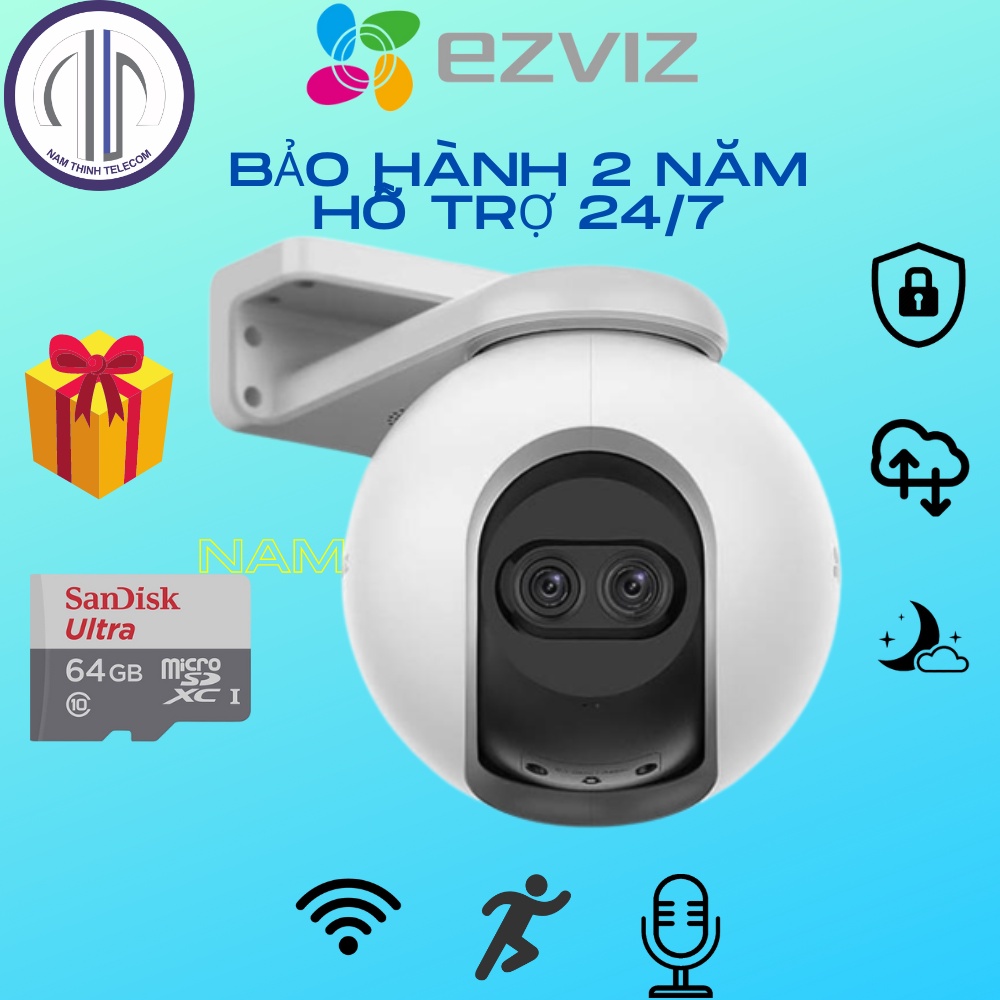 Camera ngoài trời EZVIZ C8C C8W C8PF xoay 360 độ có màu ban đêm, đàm thoại 2 chiều, báo trộm chính hãng