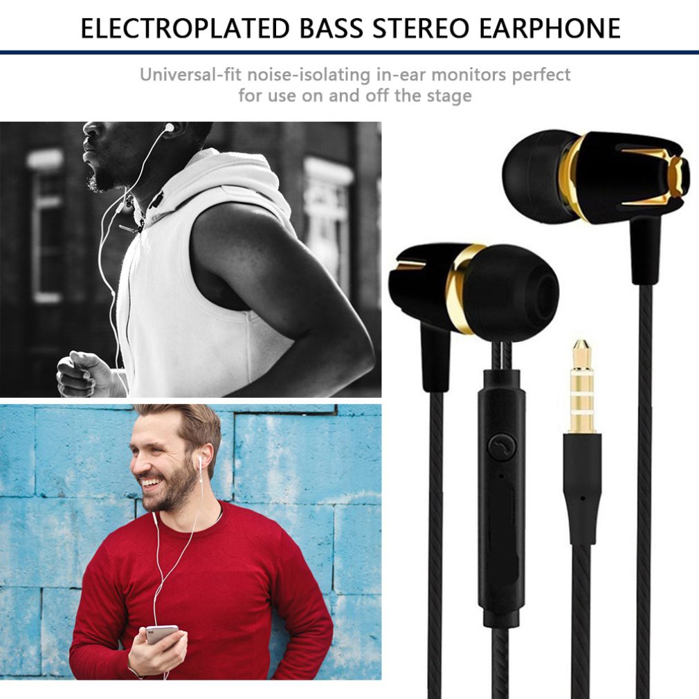 Tai nghe nhét tai có dây âm bass stereo tích hợp mic giắc cắm 3.5mm gọi điện rảnh tay dành cho  Android iOS