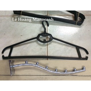 Móc Áo nhựa đen 50 chiếc và 15 Tay Bi 7 Nút ĐÓNG