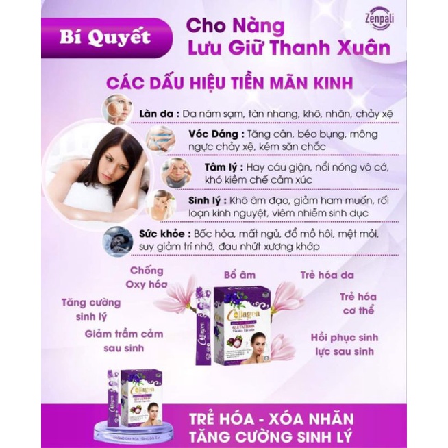 Collagen Măng Cụt Đậu Biếc Zenpali - Cốm Uống Đẹp Da 30 Gói