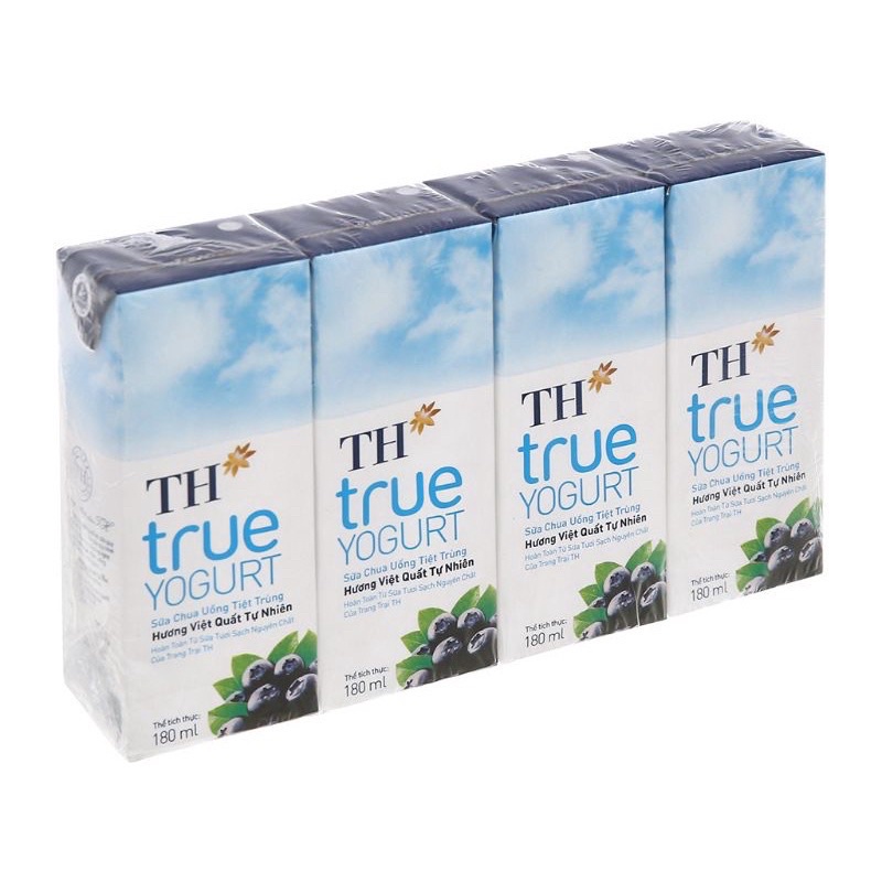 Lốc 4 hộp Sữa Chua uống TH True Milk Việt Quất 180ml