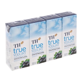 Lốc 4 hộp Sữa Chua uống TH True Milk Việt Quất 180ml