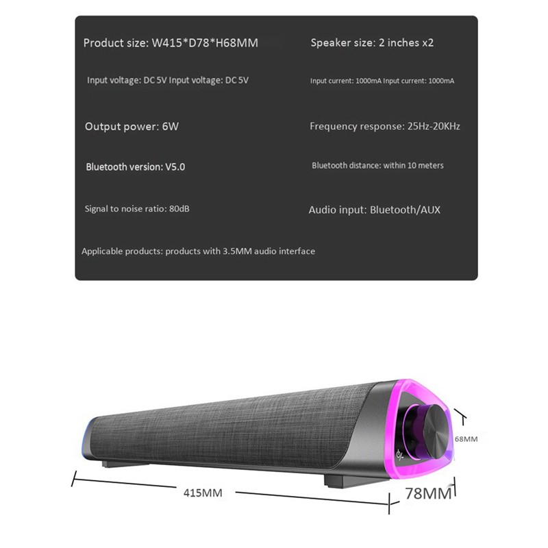 Loa Bluetooth 5.0 Âm Thanh Vòm 3d Có Dây Cho Pc Tv Vngb