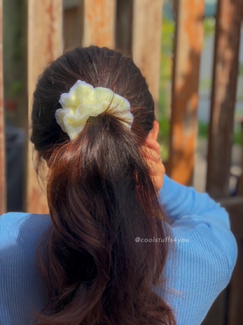 Đồ buộc tóc scrunchies voan 2 lớp Vàng Chanh � Lemon