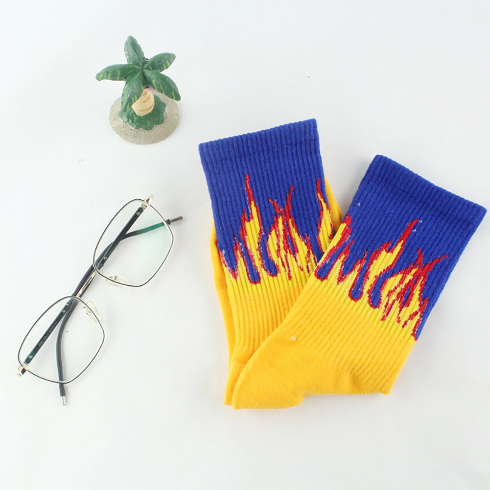 Tất Cotton Cổ Trung Họa Tiết Ngọn Lửa Độc Đáo Cho Nam Và Nữ