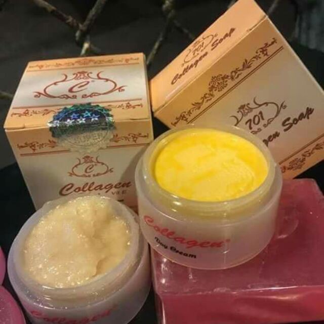 Sale - Kem Colagen Plus Vit E tách bán lẻ kem ngày kem đêm xà phòng sản phẩm y hình