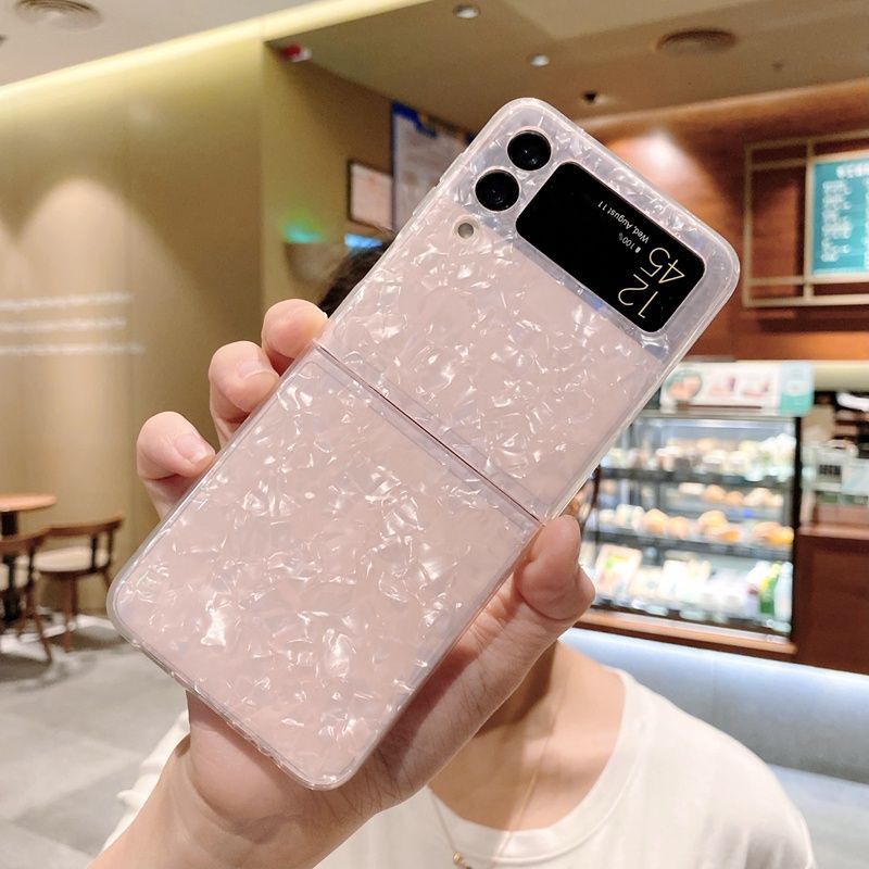 Ốp Samsung Z Flip 4 - ZFlip 3 - ZFlip3 - ZFlip4 5G vân ánh đá lấp lánh có viền bảo vệ camera và phím âm lượng