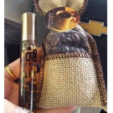 Túi thơm treo xe, túi cà phê khử mùi ô tô tặng kèm tinh dầu cà phê khử mùi xe hơi