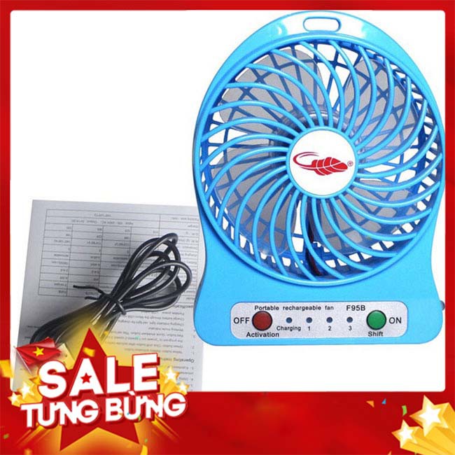 [Sale off 20%] Quạt mini để bàn 3 tốc độ, gọn nhẹ, tiện dụng – có đèn led đề phòng khi mất điện