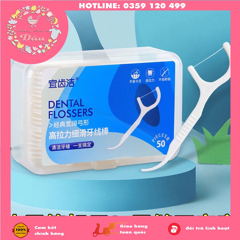 Tăm chỉ nha khoa Etoclean Dental floss - hộp 50 chiếc - hàng nội địa Trung Quốc