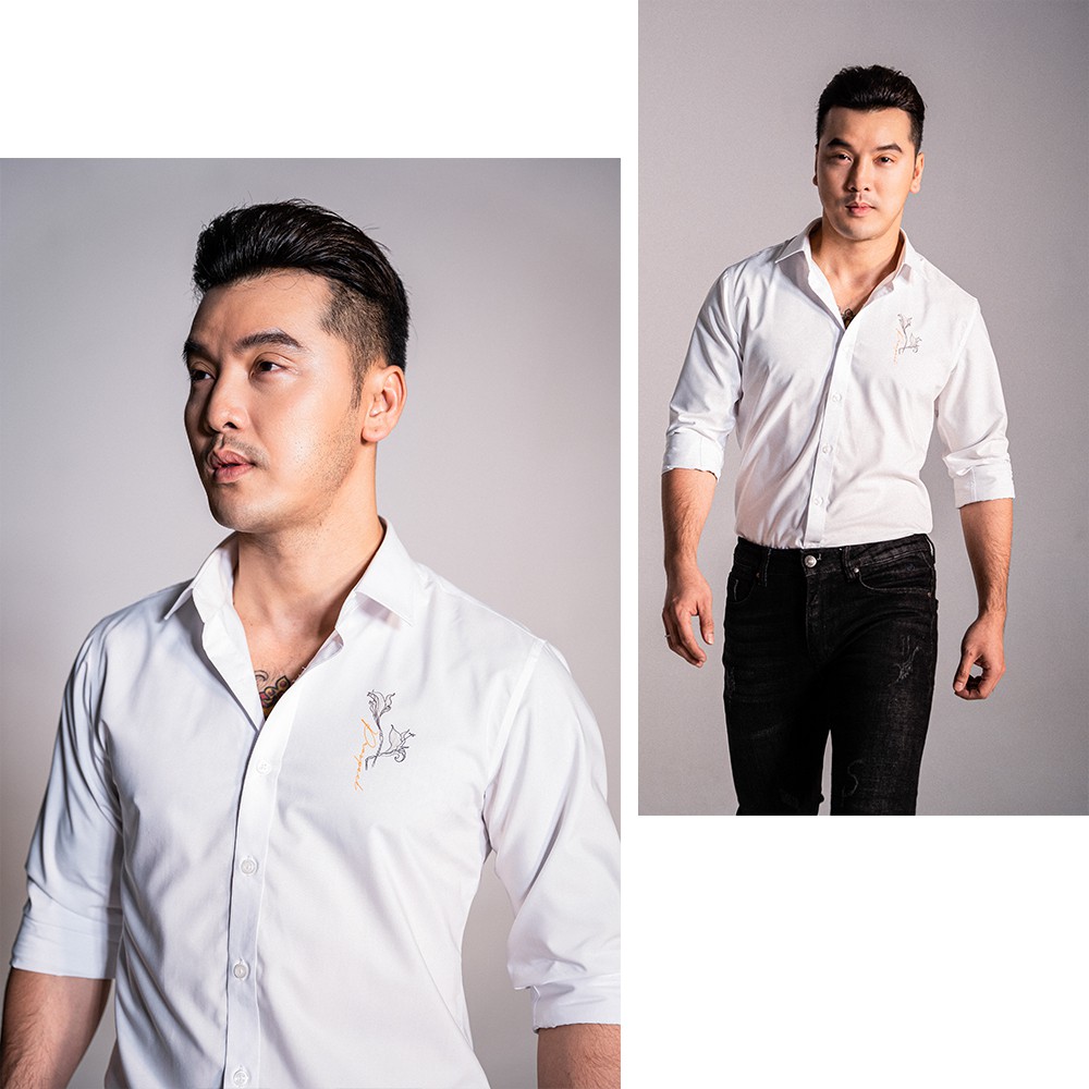 Áo sơ mi nam trắng Biluxury thêu cổ hoa diên vĩ đẳng cấp form chuẩn bodyfit ít nhăn chống bám bụi 5SMDT001TRK | BigBuy360 - bigbuy360.vn