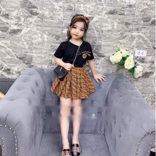 Set bộ váy kèm băng đô cá tính bé gái từ 1-6 tuổi
