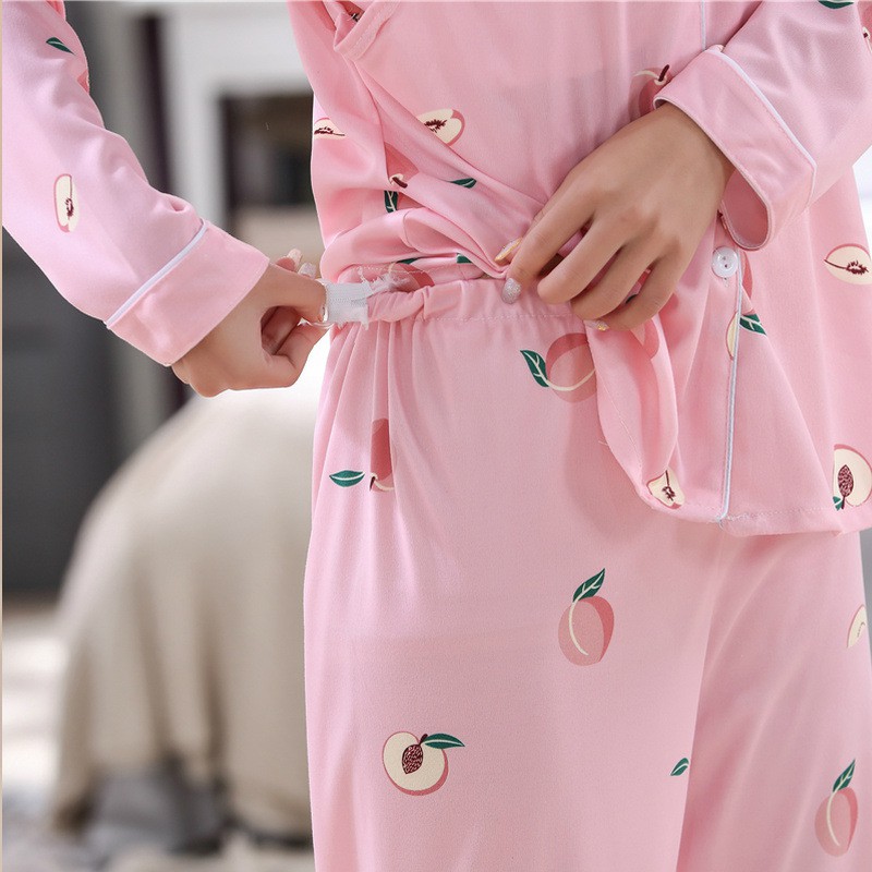 Đồ bộ bầu pijama bà bầu và sau sinh cho con bú ti dài tay thu đông mặc nhà có bigsize 80kg